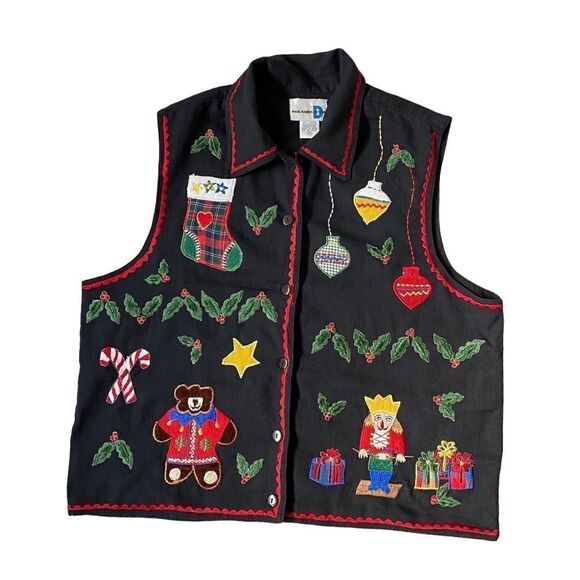 Paul Harris Design VTG Ugly Christmas Vest V Neck Sweater SZ M - Picture 1 of 16